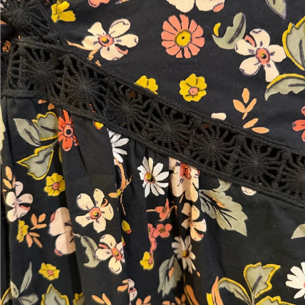 ANGIE new with tags, black floral blouse top.